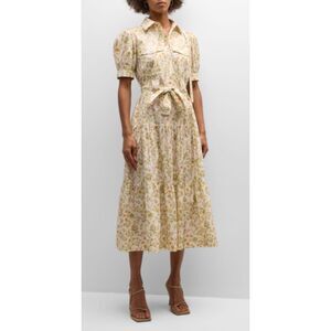 Derek Lam 10 Crosby Cream Floral Belted Shirt Dress Size 2
